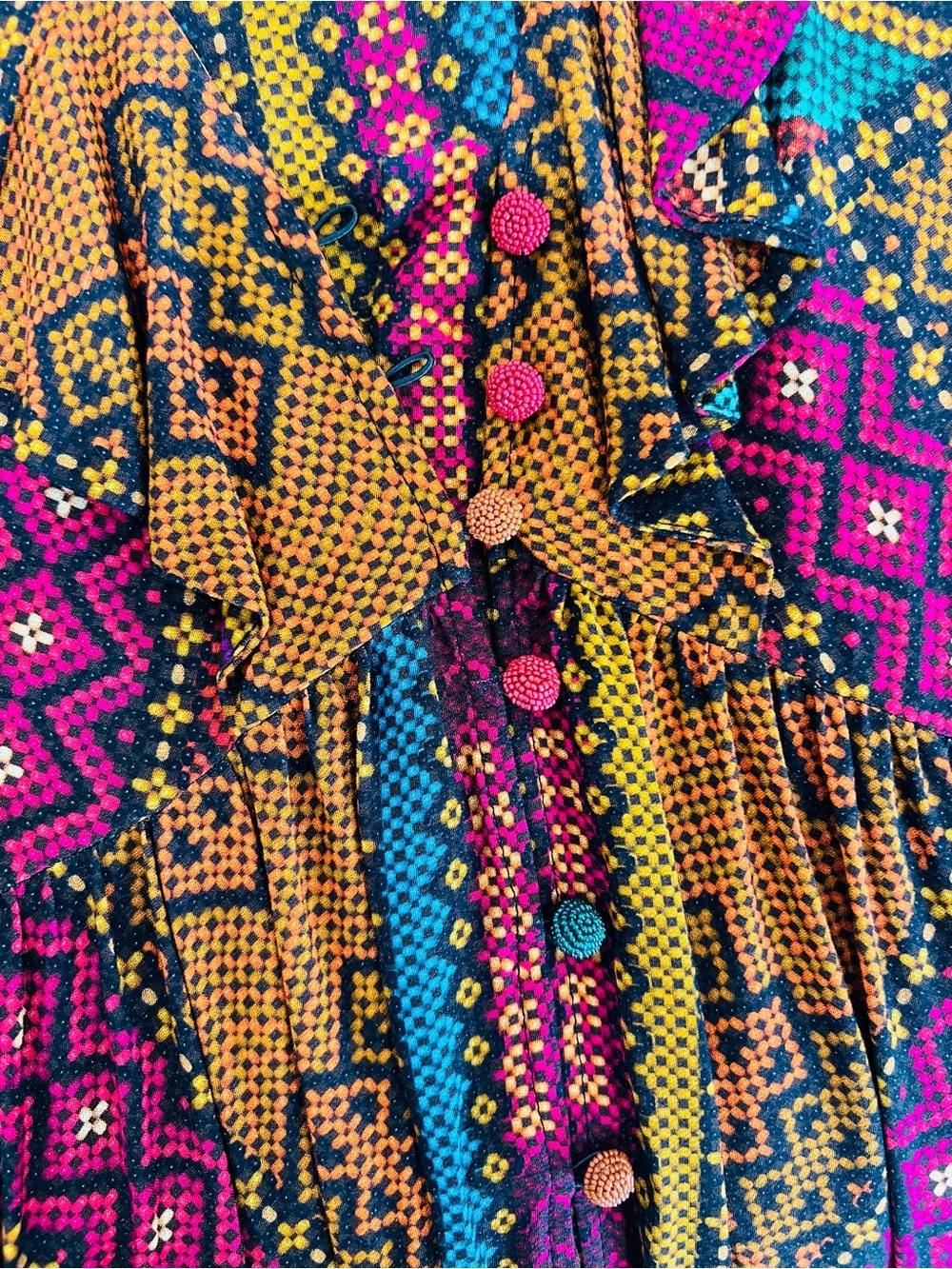 Farm Rio YAWANAWA V-neck Blouson-sleeve Maxi Dress “S” 🆕 - Picture 10 of 11